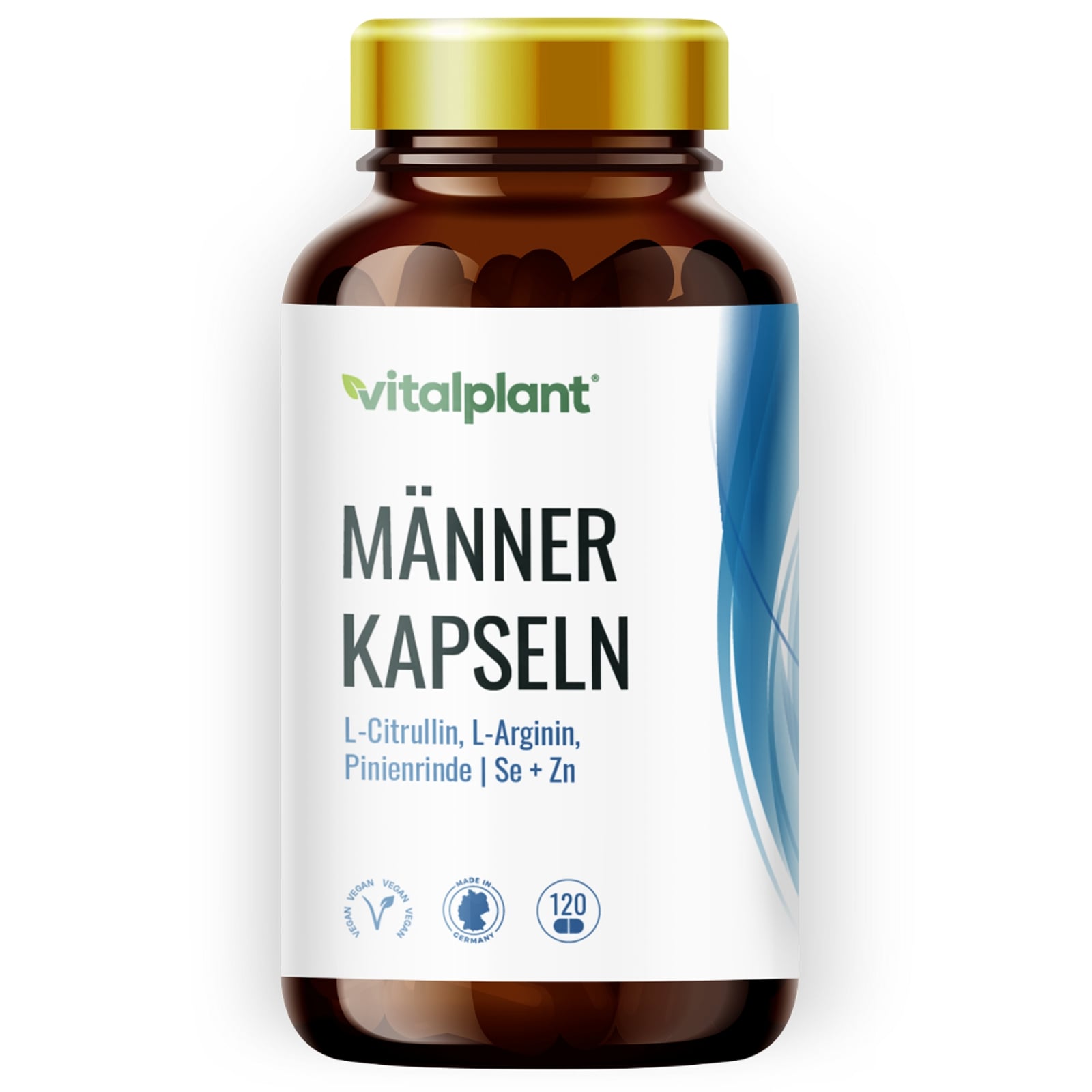 Maenner Kapseln, Potenz Komplex mit L-Citrullin, L-Arginin, Pinienrinde und Selen - Vitalplant (120 Kapseln)