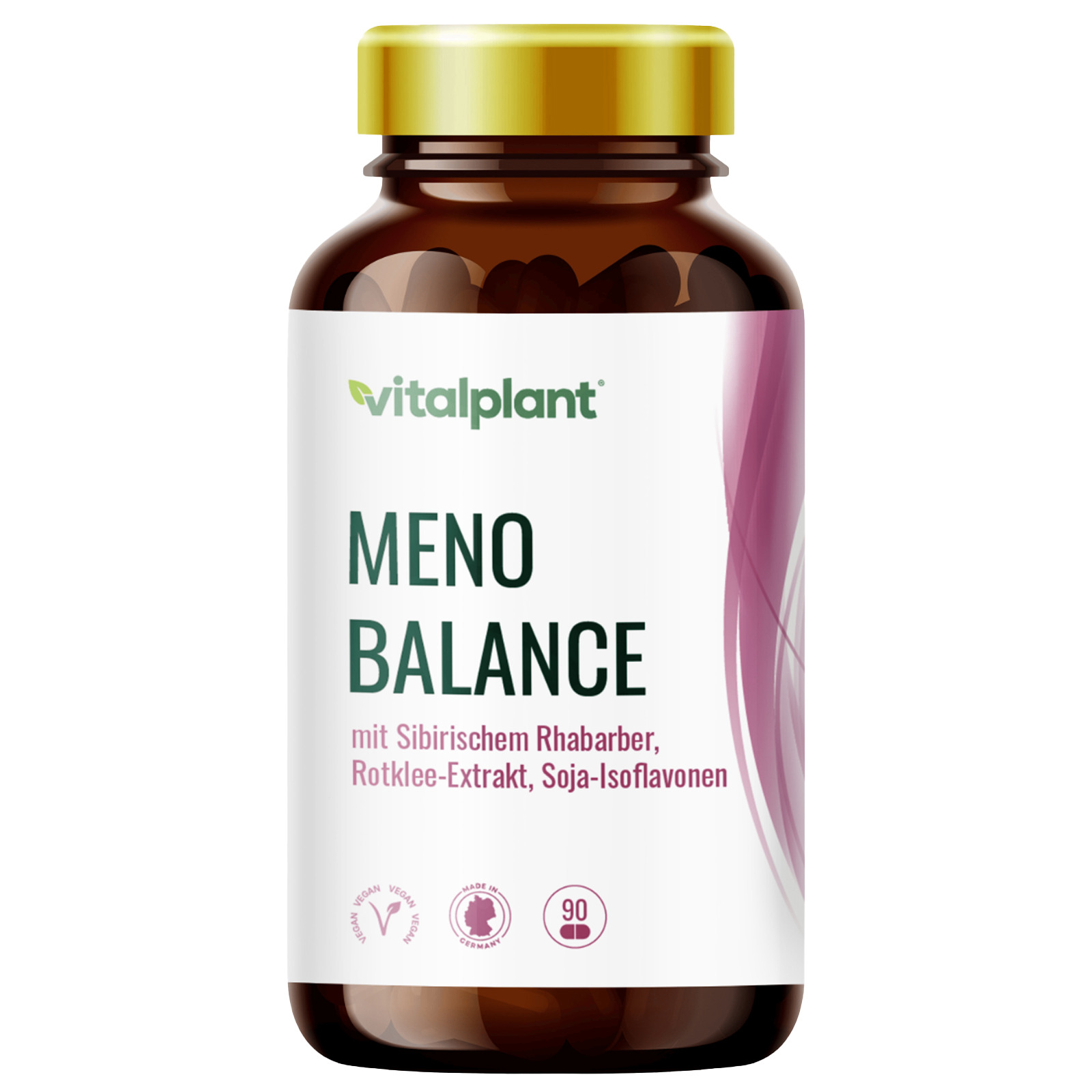Meno Balance Komplex mit Rhabarbar, Rotklee-Extrakt und Soja-Isoflavonen - Vitalplant (90 Kapseln)