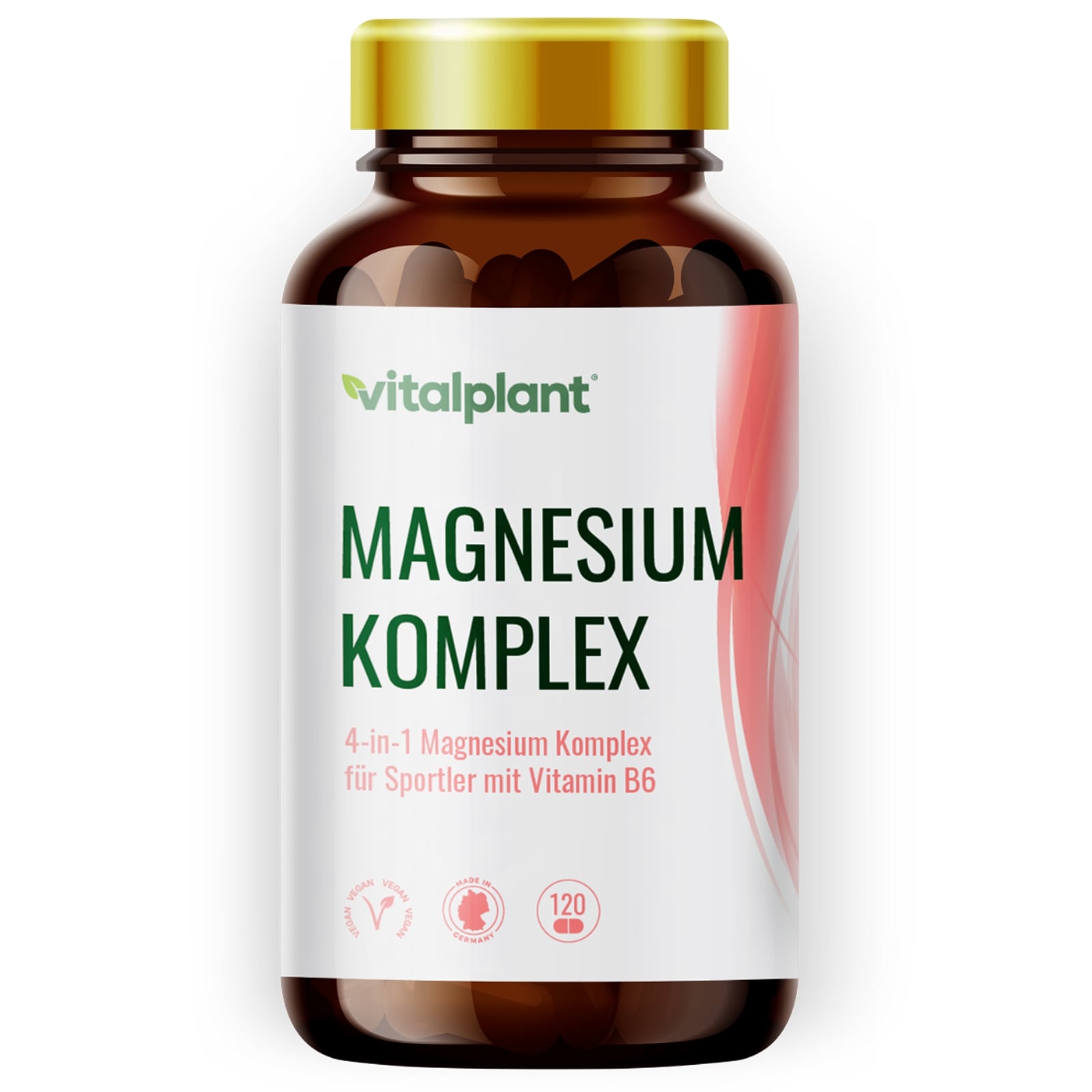 Magnesium 4in1 Komplex fr Sportler mit Vitamin B6 - Vitalplant(120 Kapseln)